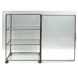Pair of Vintage Brass Glass Display Cabinets - 3-Shelf