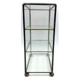 Pair of Vintage Brass Glass Display Cabinets - 3-Shelf