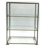 Pair of Vintage Brass Glass Display Cabinets - 3-Shelf