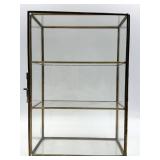 Pair of Vintage Brass Glass Display Cabinets - 3-Shelf