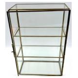 Pair of Vintage Brass Glass Display Cabinets - 3-Shelf