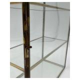 Pair of Vintage Brass Glass Display Cabinets - 3-Shelf