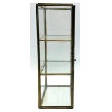 Pair of Vintage Brass Glass Display Cabinets - 3-Shelf