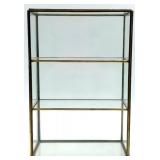 Pair of Vintage Brass Glass Display Cabinets - 3-Shelf