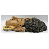 Buddha Head Wooden Hanging Sculpture - Hand-Carved with Black Hair & Gold Crown