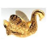 Holley Ross 22K Gold Swan Vase - Beaded Floral Bouquet