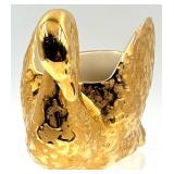 Holley Ross 22K Gold Swan Vase - Beaded Floral Bouquet