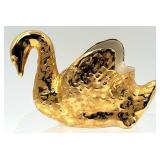 Holley Ross 22K Gold Swan Vase - Beaded Floral Bouquet