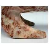 Dolphin Marble Sculpture - Pink Veined Stone - Hand Carved