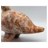 Dolphin Marble Sculpture - Pink Veined Stone - Hand Carved
