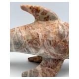Dolphin Marble Sculpture - Pink Veined Stone - Hand Carved