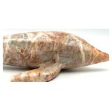 Dolphin Marble Sculpture - Pink Veined Stone - Hand Carved