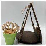 Wooden Hexagon Hanging Planters - Set of 3 with Bee Cutouts