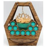 Wooden Hexagon Hanging Planters - Set of 3 with Bee Cutouts