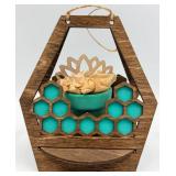 Wooden Hexagon Hanging Planters - Set of 3 with Bee Cutouts