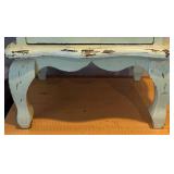 Vintage Hand Painted Wood Cabinet  - Distressed Blue Finish & Lattice Door