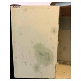 Vintage Hand Painted Wood Cabinet  - Distressed Blue Finish & Lattice Door