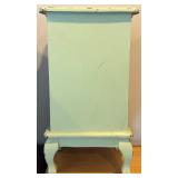 Vintage Hand Painted Wood Cabinet  - Distressed Blue Finish & Lattice Door