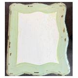 Vintage Hand Painted Wood Cabinet  - Distressed Blue Finish & Lattice Door