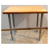 Adjustable Height Crafting Table with Light Wood Top & Four Gray Metal Legs