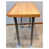 Adjustable Height Crafting Table with Light Wood Top & Four Gray Metal Legs