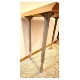 Adjustable Height Crafting Table with Light Wood Top & Four Gray Metal Legs