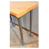 Adjustable Height Crafting Table with Light Wood Top & Four Gray Metal Legs
