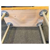 Adjustable Height Crafting Table with Light Wood Top & Four Gray Metal Legs