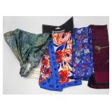 Assorted New Scarves Lot - Floral Silk & Batik Polyester Wraps (Lot of 5)