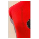 Dress Form - Adjustable Red Fabric Cover with 3 Size Dials on Stand