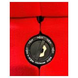 Dress Form - Adjustable Red Fabric Cover with 3 Size Dials on Stand
