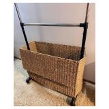 Woven Laundry Hamper on Rolling Metal Frame & Wheels