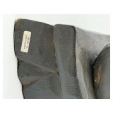 Buddha Statue - Seated Meditation Figure, Dark Patina, Carved Pedestal Made in Indonesia