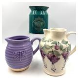 Teleflora Dragonfly Pitcher- Teal Bee Jar - Floral Pitcher (3-Piece Ceramic Set)