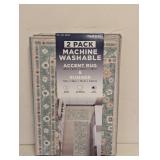 NEW WYATT & ASH MACHINE WASHABLE ACCENT RUG SET KINSLEY 2PK