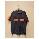 NEW RED KAP MBUTTON UP SHORT SLEEVE SHIRT BLACK AND ORANGE