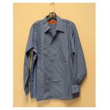 NEW RED KAP LARGE BUTTON UP SHIRT BLUE STRIPED