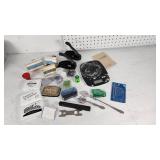 Craft Supplies Lot including Stamps, Ink Pads, Embossing Tools and Miscellaneous Tools - Stamps Have a Business Name on Them