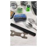 Craft Supplies Lot including Stamps, Ink Pads, Embossing Tools and Miscellaneous Tools - Stamps Have a Business Name on Them
