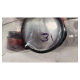 Amber Plastic Jars with Lids - 3 1/4" Diameter, 1 3/4" Tall - Only a couple lids - 31 Plastic Jars