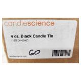 Candlescience 4 oz. Black Candle Tins and Lids - 60 Tins, Lids Not Counted
