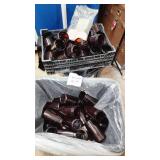 Amber Plastic Jars with Lids and Seals (not counted) - 45 of the 3" ones, 42 of the 6 1/2" ones, very few of the very short ones