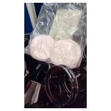 Amber Plastic Jars with Lids and Seals (not counted) - 45 of the 3" ones, 42 of the 6 1/2" ones, very few of the very short ones