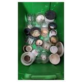 Collection of Used Glass Jars and Candle Holders