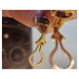 14K Yellow Gold Amethyst Teardrop  Clipon Earrings