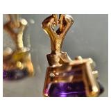 14K Yellow Gold Amethyst Teardrop  Clipon Earrings