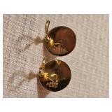 14K Yellow Gold Cased Pearl Earrings