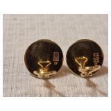14K Yellow Gold Cased Pearl Earrings