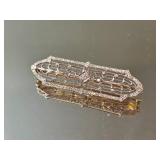 Art Nouveau 14K White Gold and Topaz Brooch