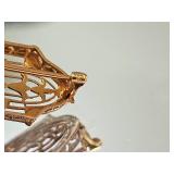 Art Nouveau 14K White Gold and Topaz Brooch